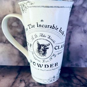 Halloween Ceramic Wolf Claw Powder Tall Coffee Mug Apothecary Druggist Label